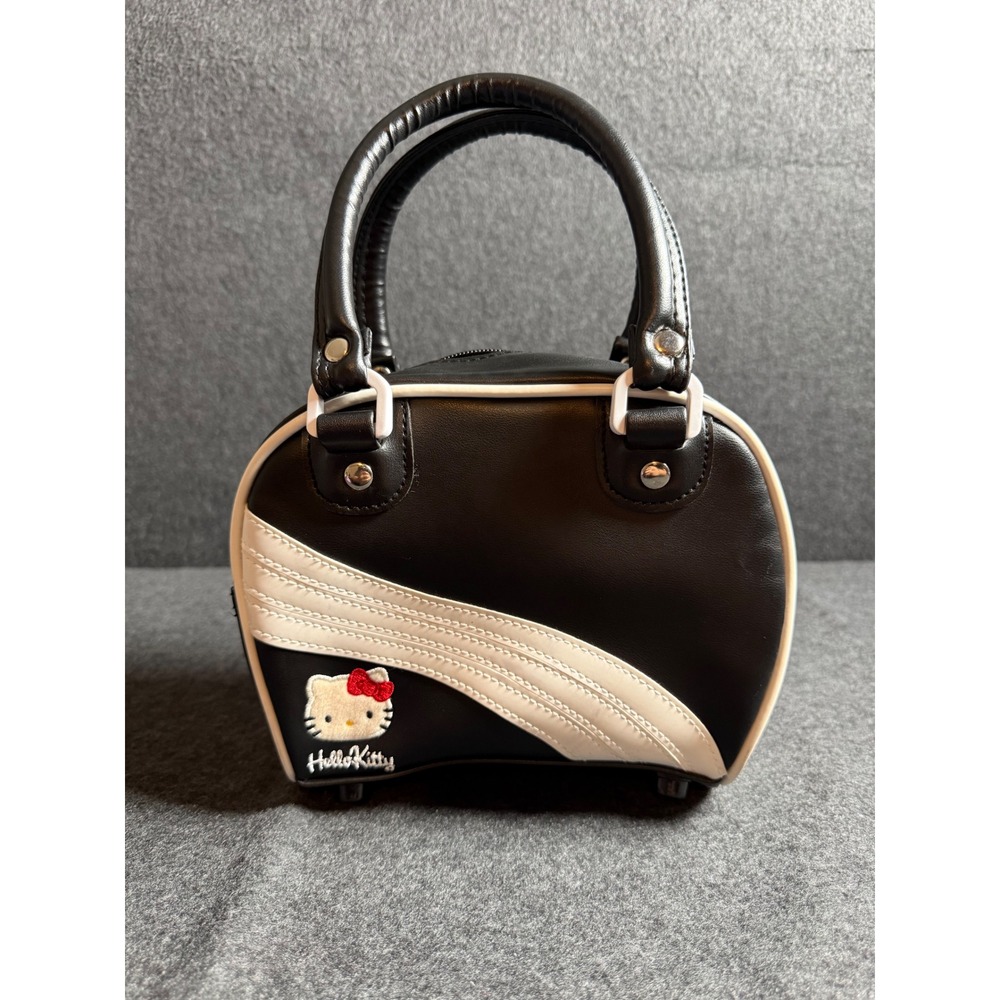 Vintage 2003 Sanrio Hello Kitty Mini Bowling Bag Black White Y2K Embroidered